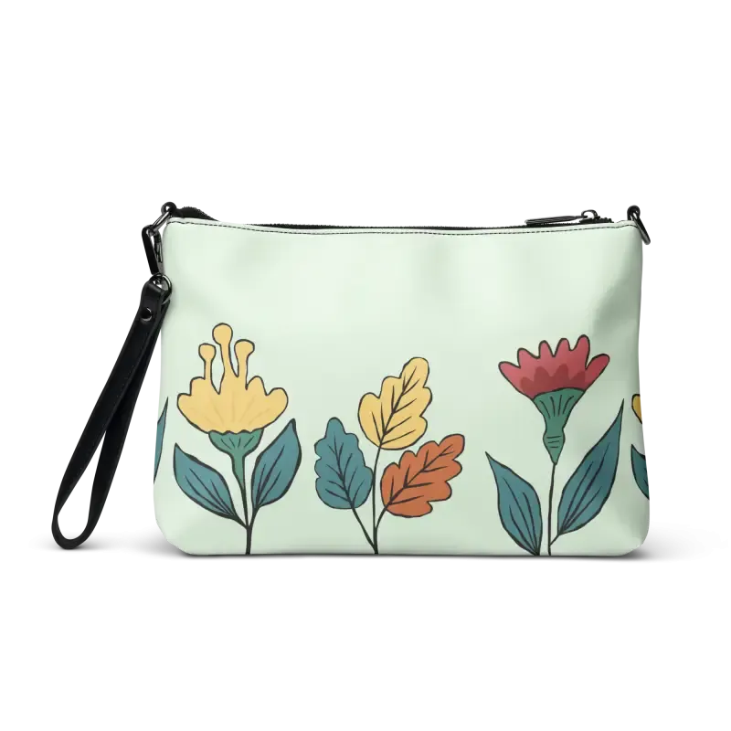 Chic Pretty Flowers Faux Leather Crossbody Bag