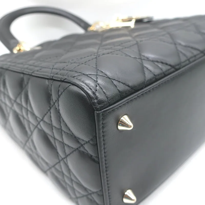 Christian Dior Medium Lady Dior Bag Black Cannage Lambskin Leather Crossbody