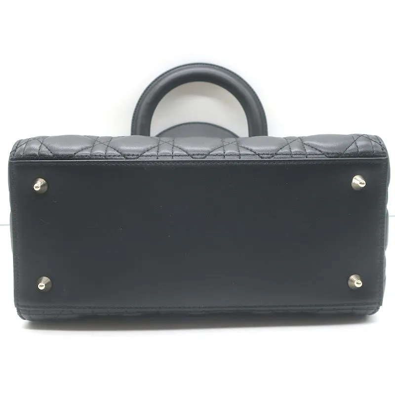 Christian Dior Medium Lady Dior Bag Black Cannage Lambskin Leather Crossbody