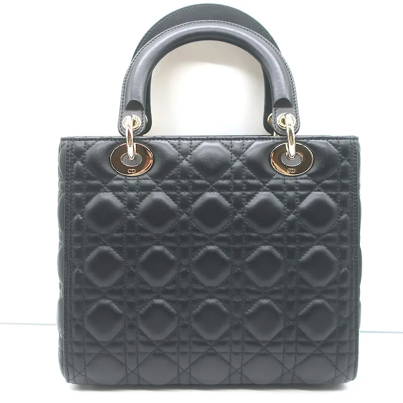 Christian Dior Medium Lady Dior Bag Black Cannage Lambskin Leather Crossbody
