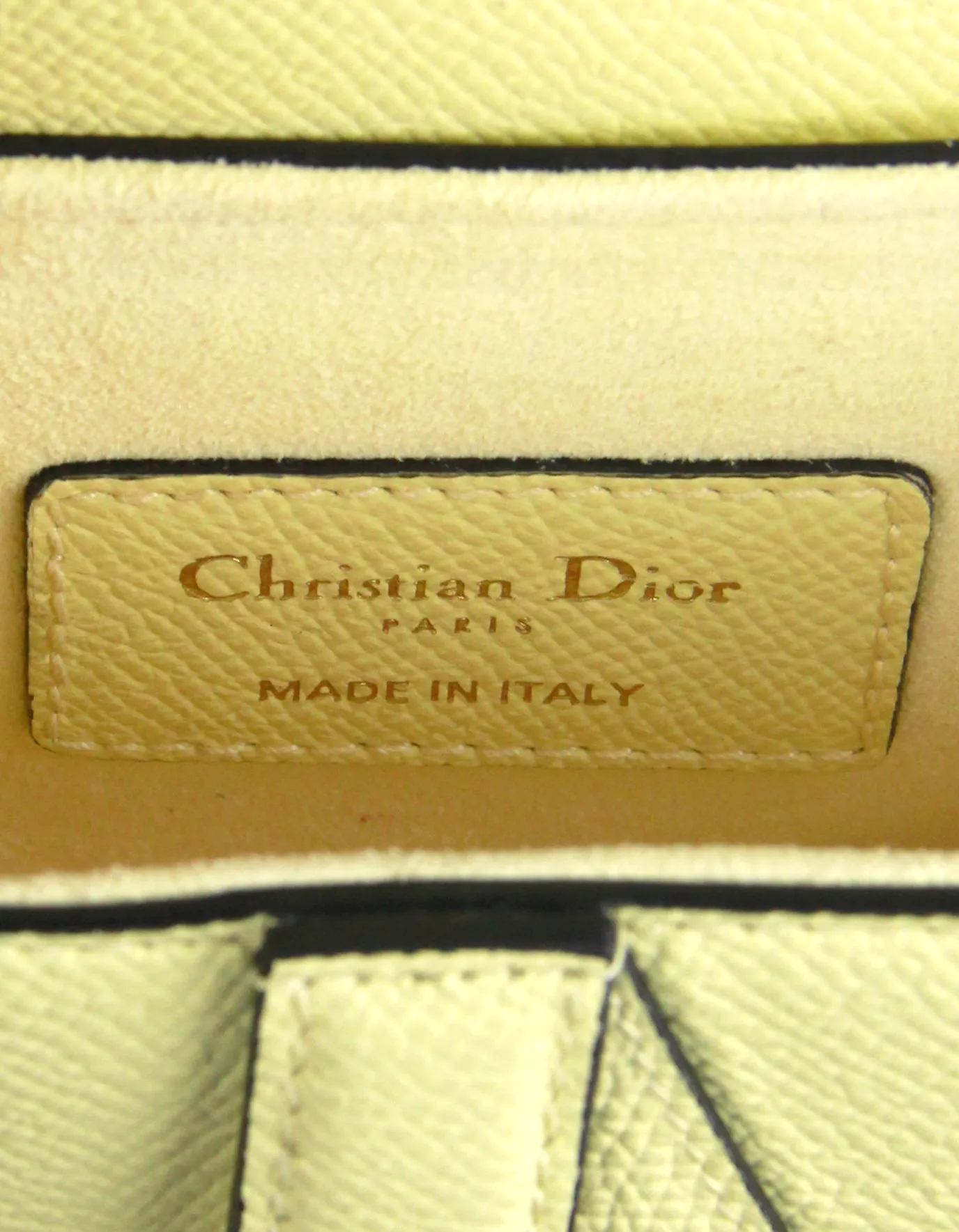Christian Dior Yellow Grained Leather Mini Saddle Bag