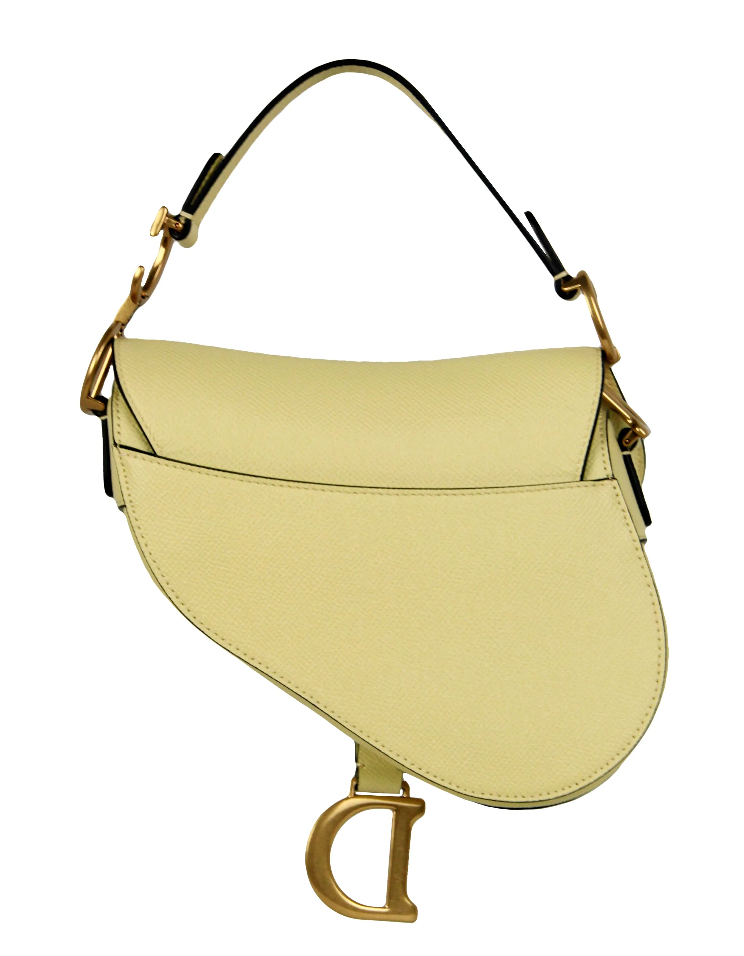 Christian Dior Yellow Grained Leather Mini Saddle Bag