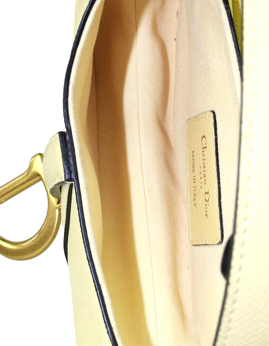 Christian Dior Yellow Grained Leather Mini Saddle Bag