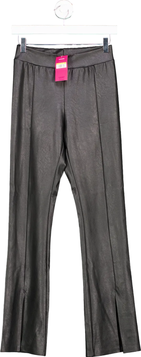 Commando Black Faux Leather Front Slit Leggings UK S