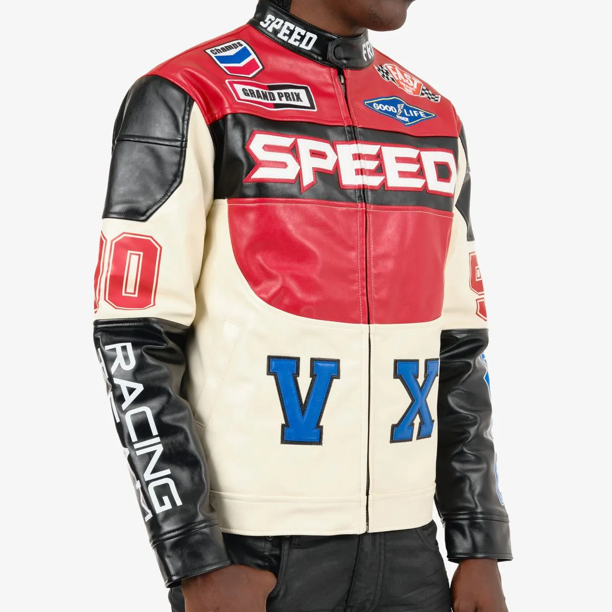 Copper Rivet - Black/Red Speed Moto PU Jacket