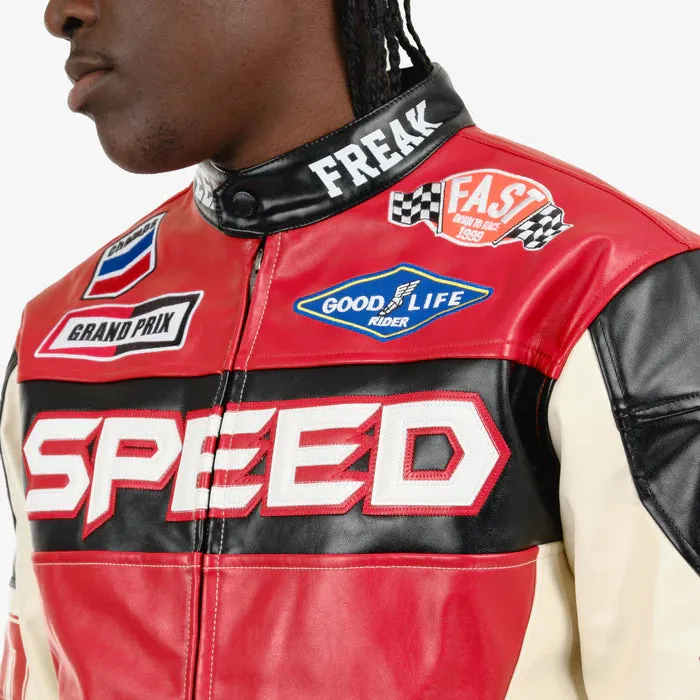 Copper Rivet - Black/Red Speed Moto PU Jacket