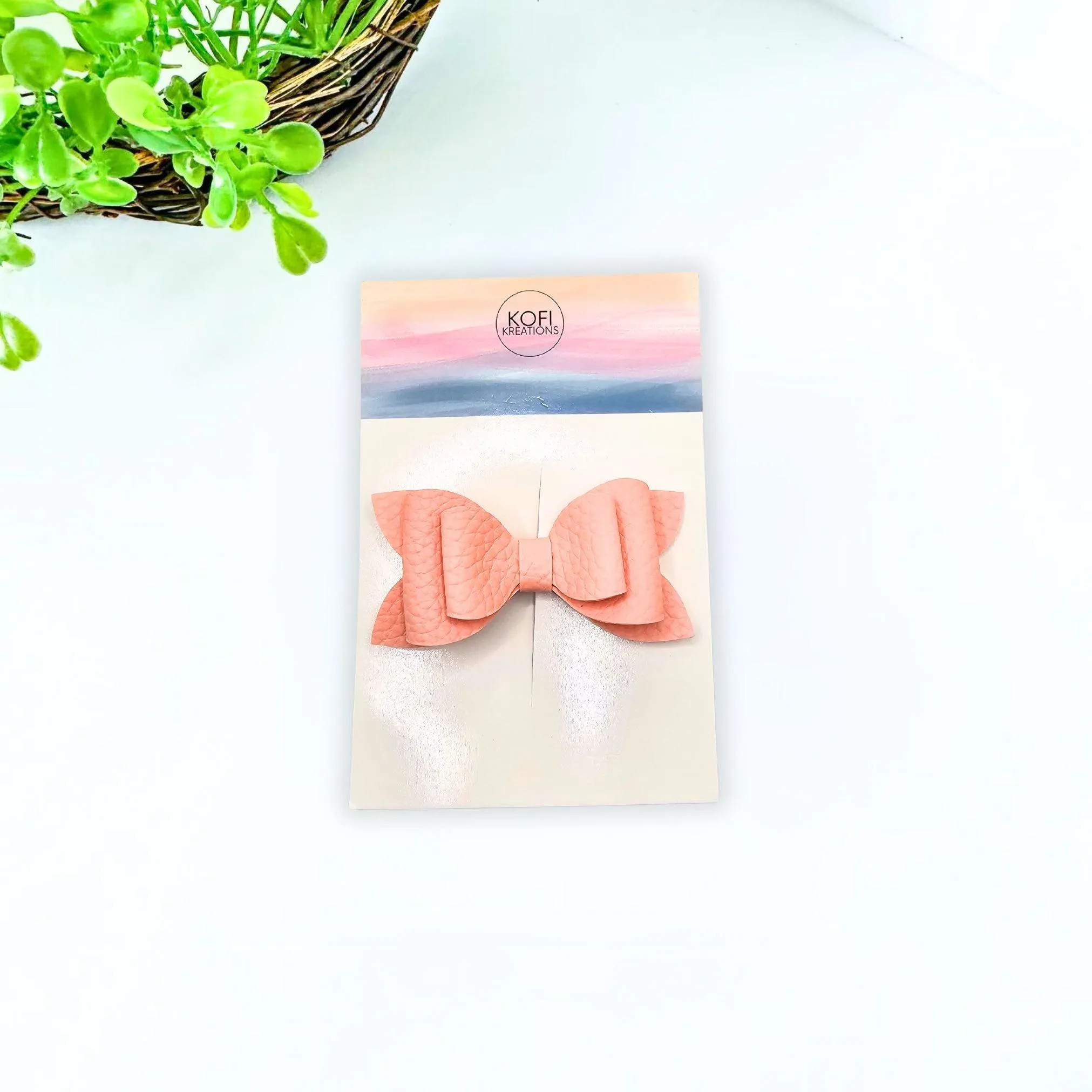 Coral Pastel Hair Bow
