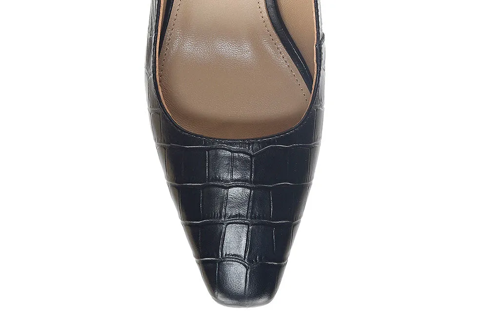 Croc Embossed Sling Back Heels
