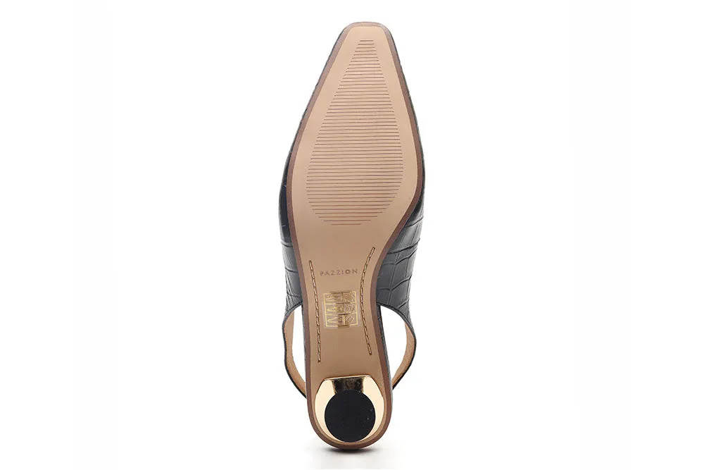 Croc Embossed Sling Back Heels