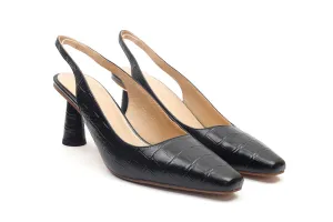 Croc Embossed Sling Back Heels