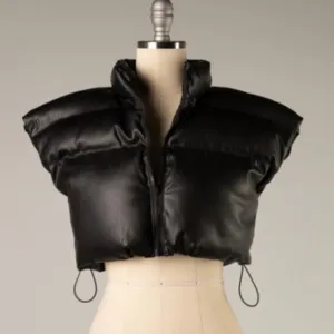 Crop faux leather vest