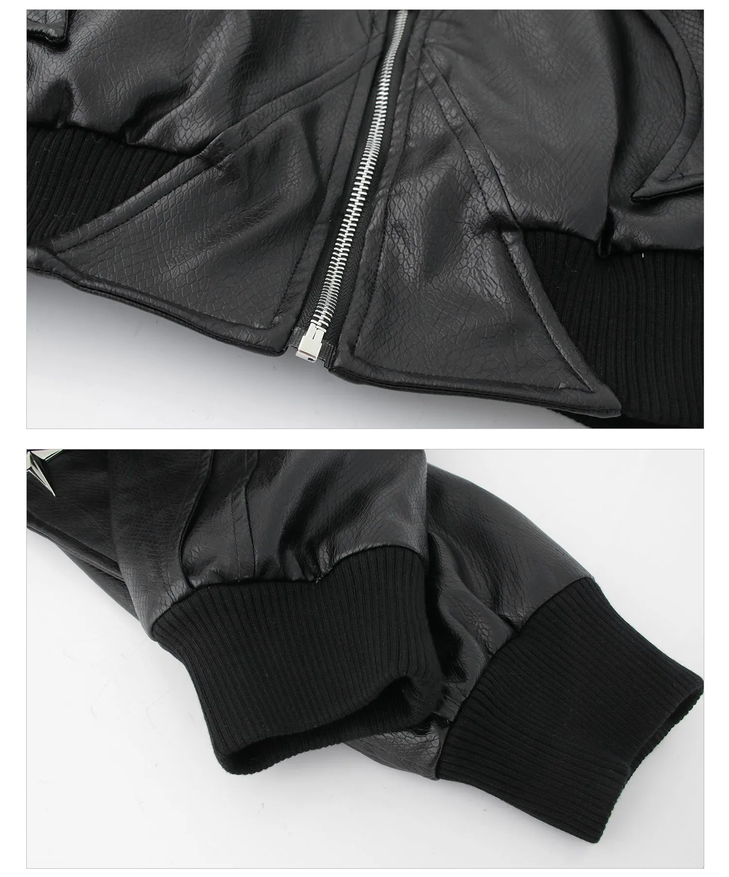 Cropped Faux Leather Biker Jacket
