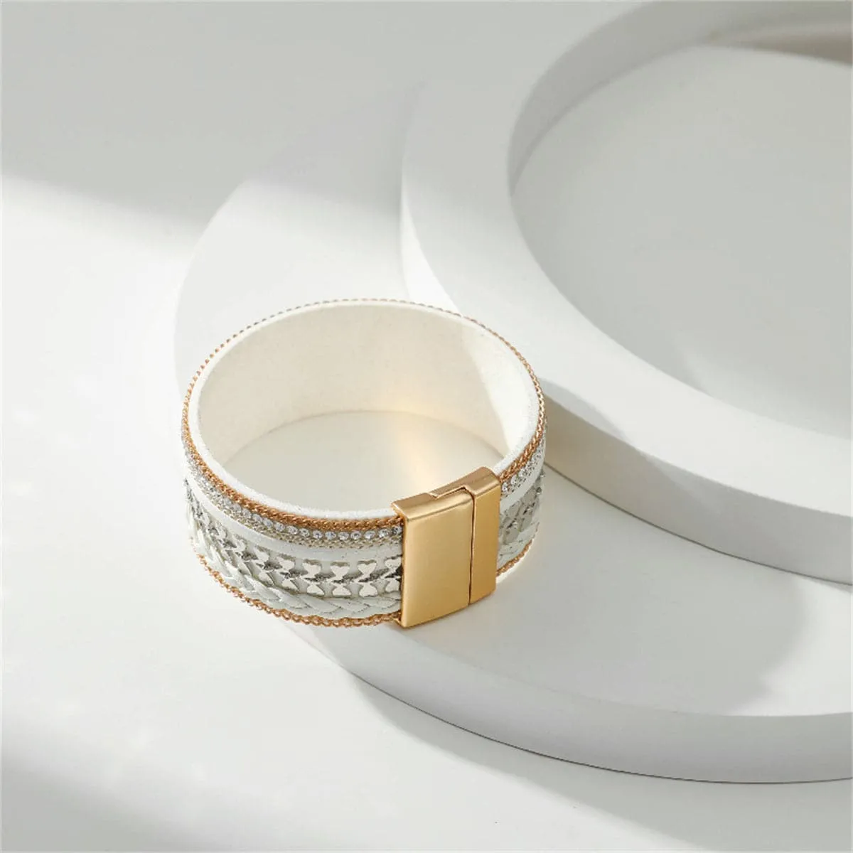 Cubic Zirconia & Polystyrene Two-Tone Curb-Chain Heart Bracelet