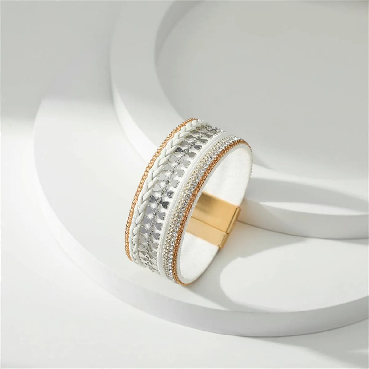 Cubic Zirconia & Polystyrene Two-Tone Curb-Chain Heart Bracelet