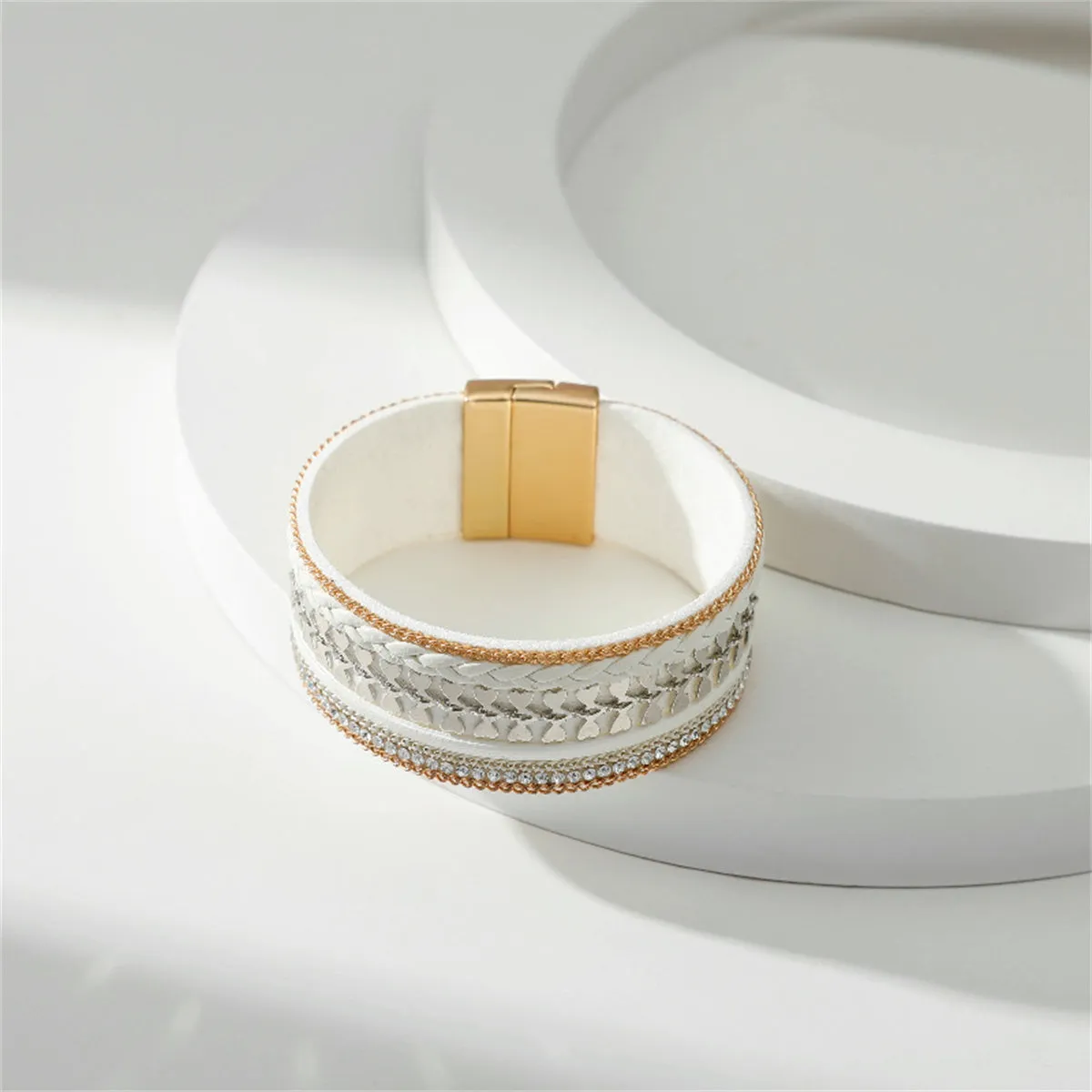 Cubic Zirconia & Polystyrene Two-Tone Curb-Chain Heart Bracelet