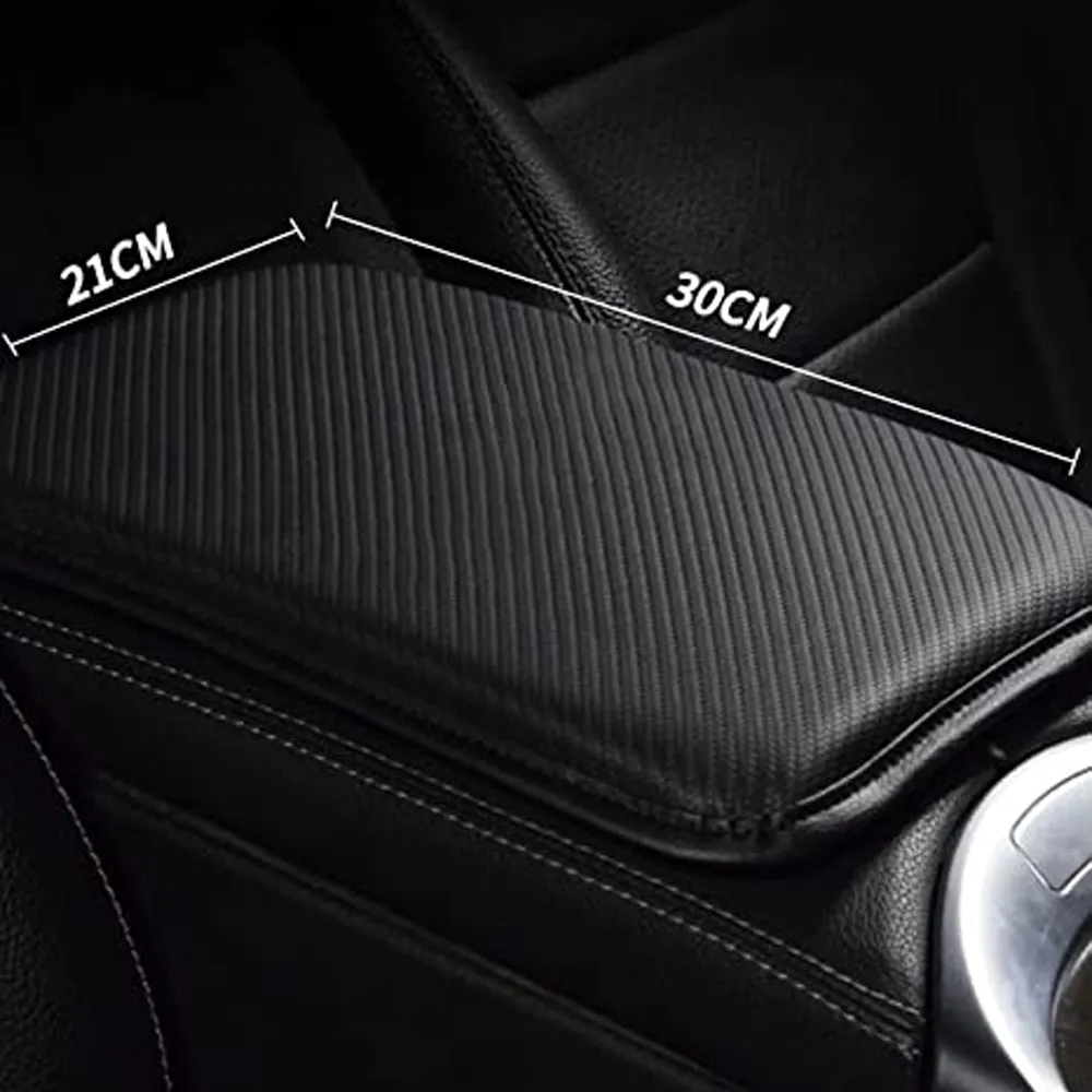 Custom Text For Center Console Pad, Compatible with All Cars, Carbon Fiber PU Leather Auto Armrest Cover Protector, Waterproof Car Armrest Seat Box Cover FJ13991