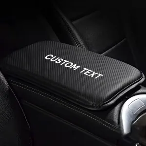 Custom Text For Center Console Pad, Compatible with All Cars, Carbon Fiber PU Leather Auto Armrest Cover Protector, Waterproof Car Armrest Seat Box Cover FJ13991