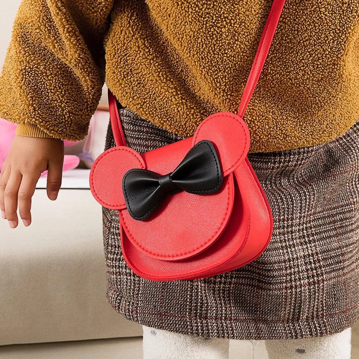 Cute Bowknot Crossbody Bag Fashionable Girls Shoulder Bag Slanting Mini Handbag