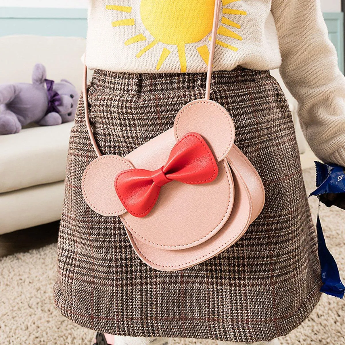 Cute Bowknot Crossbody Bag Fashionable Girls Shoulder Bag Slanting Mini Handbag
