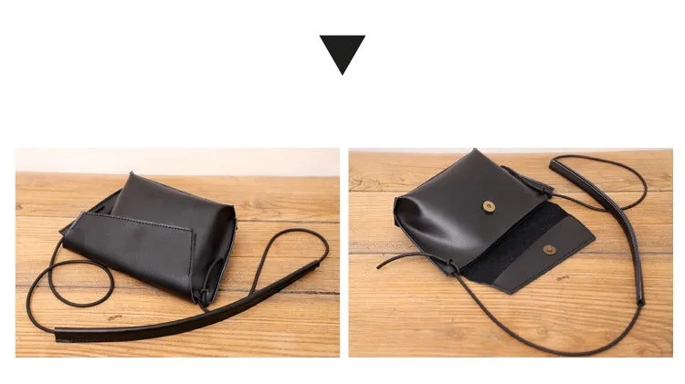 Cute LEATHER Small Side Bag Brown Handmade WOMEN Crossbody BAG Phone Purse FOR WOMEN