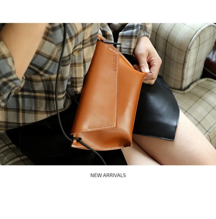 Cute LEATHER Small Side Bag Brown Handmade WOMEN Crossbody BAG Phone Purse FOR WOMEN