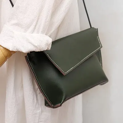 Cute LEATHER Small Side Bag Brown Handmade WOMEN Crossbody BAG Phone Purse FOR WOMEN