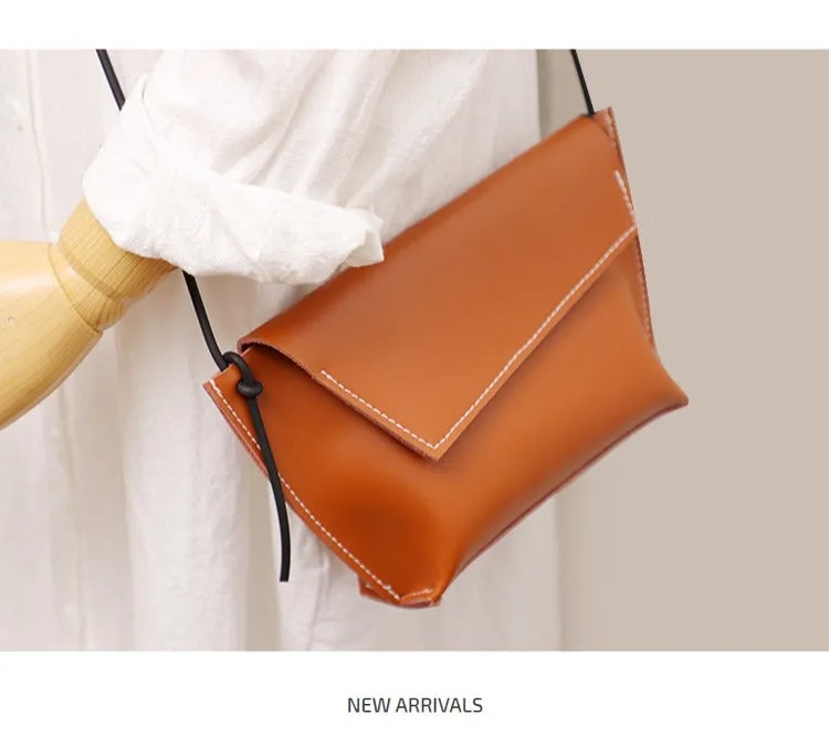 Cute LEATHER Small Side Bag Brown Handmade WOMEN Crossbody BAG Phone Purse FOR WOMEN