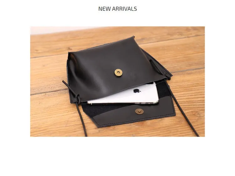 Cute LEATHER Small Side Bag Brown Handmade WOMEN Crossbody BAG Phone Purse FOR WOMEN