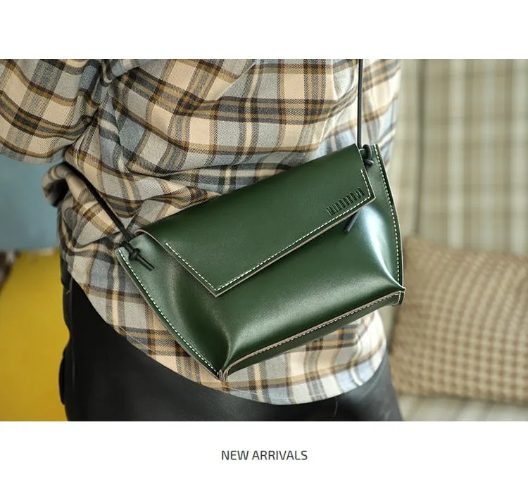 Cute LEATHER Small Side Bag Brown Handmade WOMEN Crossbody BAG Phone Purse FOR WOMEN