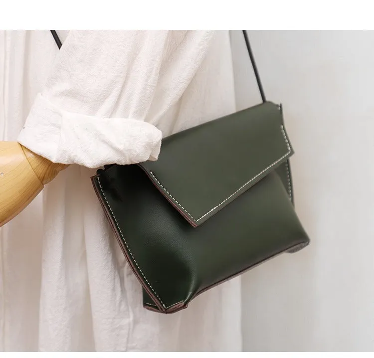 Cute LEATHER Small Side Bag Brown Handmade WOMEN Crossbody BAG Phone Purse FOR WOMEN