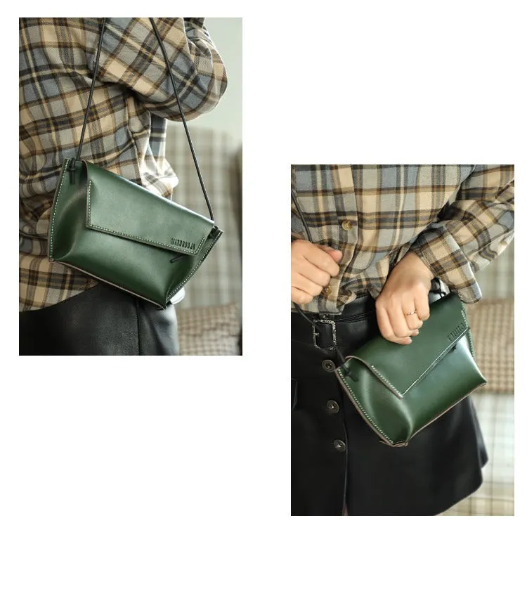Cute LEATHER Small Side Bag Brown Handmade WOMEN Crossbody BAG Phone Purse FOR WOMEN