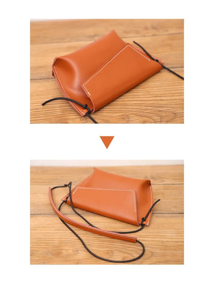 Cute LEATHER Small Side Bag Brown Handmade WOMEN Crossbody BAG Phone Purse FOR WOMEN