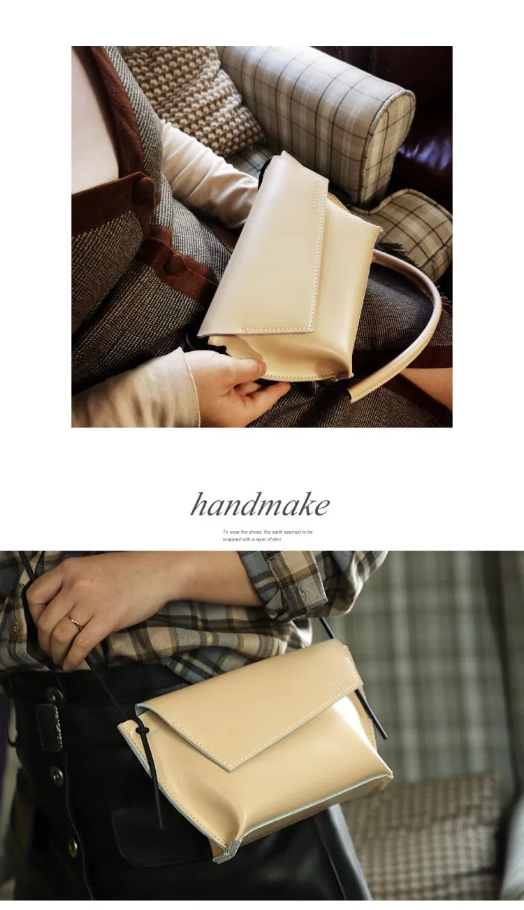 Cute LEATHER Small Side Bag Brown Handmade WOMEN Crossbody BAG Phone Purse FOR WOMEN