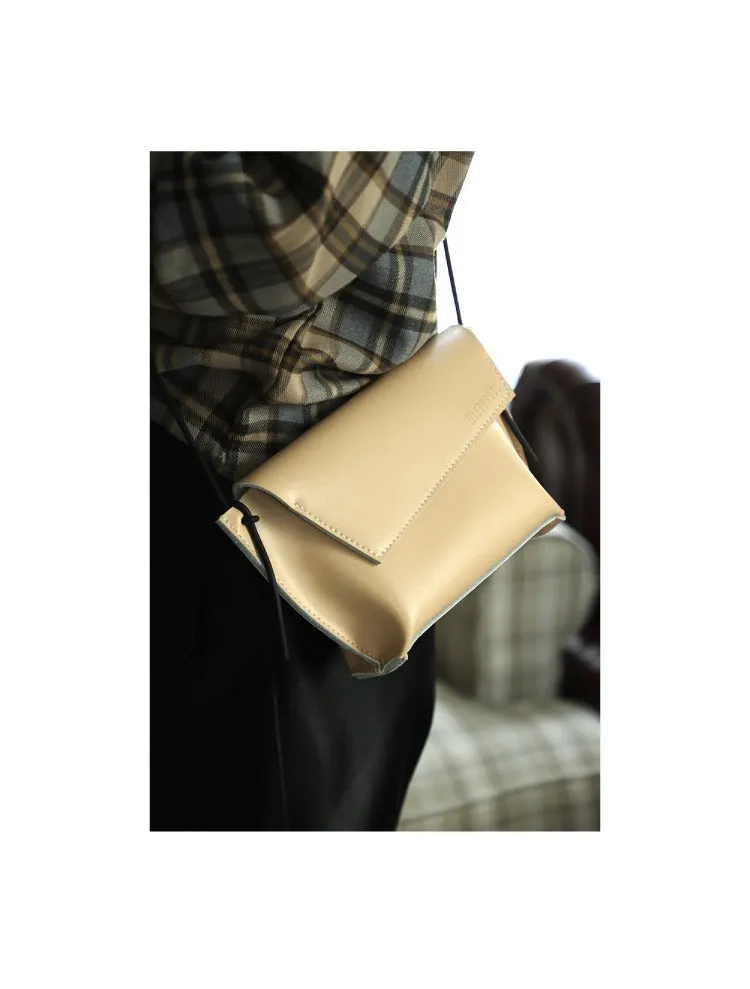 Cute LEATHER Small Side Bag Brown Handmade WOMEN Crossbody BAG Phone Purse FOR WOMEN