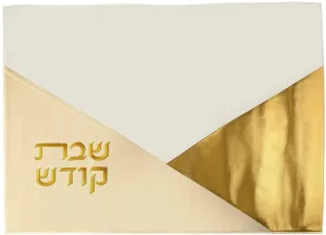 (D) Judaica Challah Cover Modern Pu Leather (17 1/2" x 22", Gold)