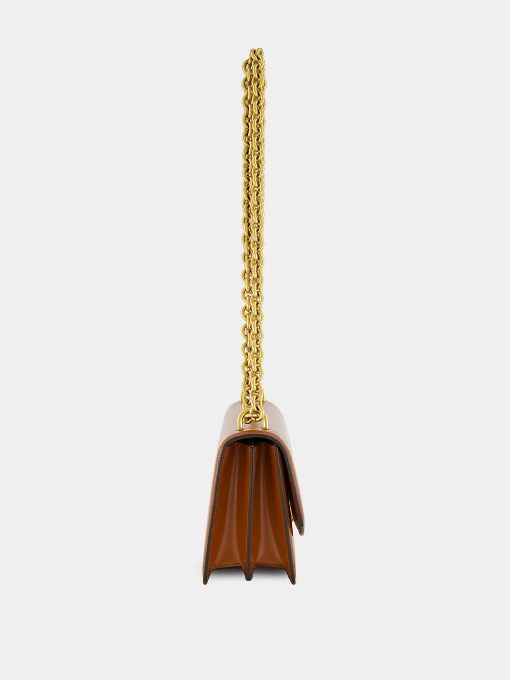 Dark Brandy Small Leather Shoulder Bag