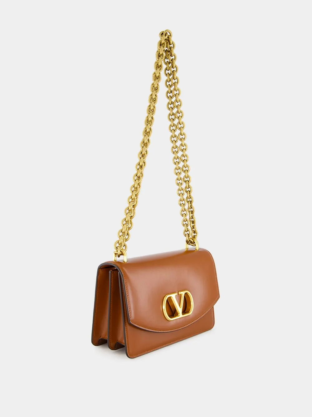 Dark Brandy Small Leather Shoulder Bag