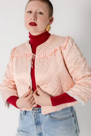 Darling Quilted Pink Nylon Bed Jacket