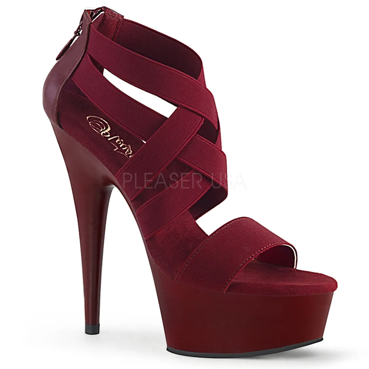 DELIGHT-669  Burgundy Elastic Band-Faux Leather