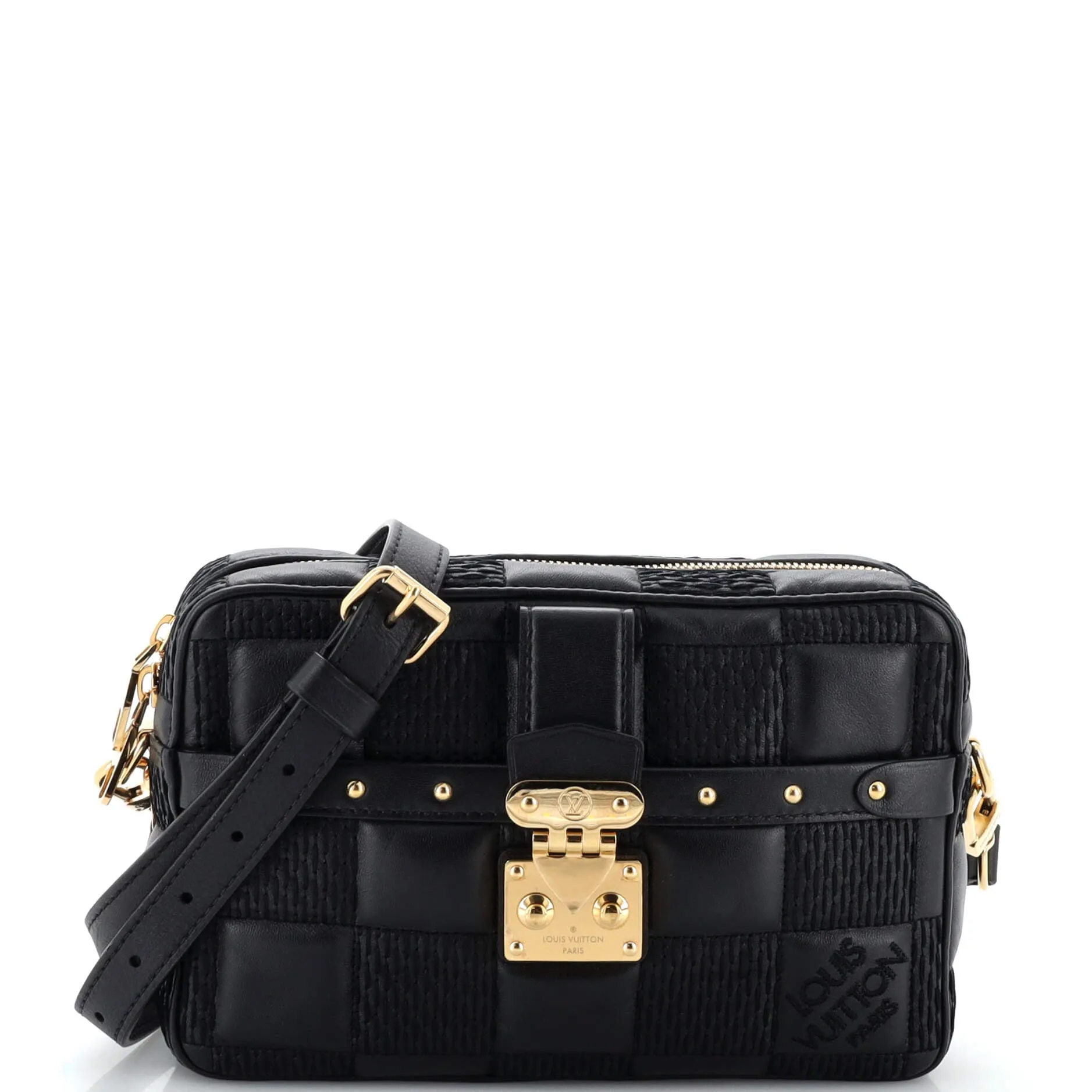 Designer Troca Handbag Damier Quilted Lambskin PM