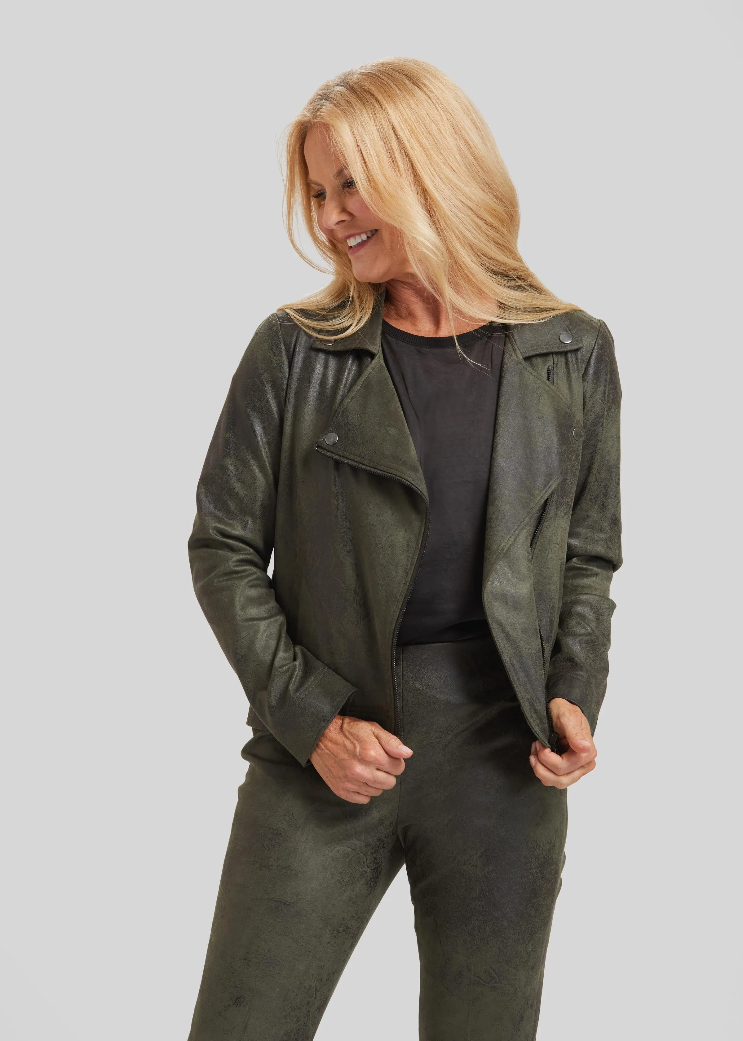Distressed Faux Leather Mariel Moto Jacket- FINAL SALE