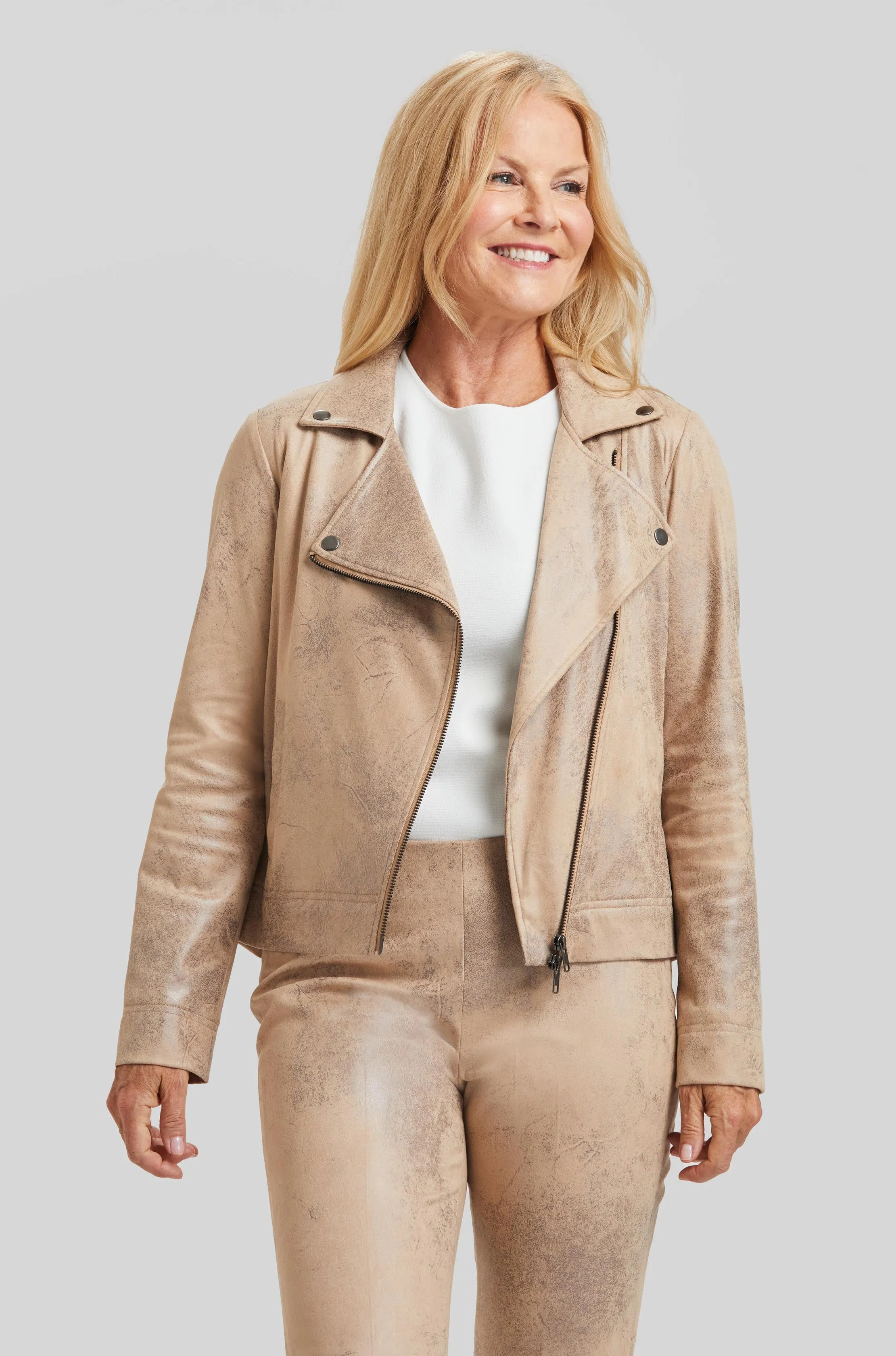 Distressed Faux Leather Mariel Moto Jacket- FINAL SALE