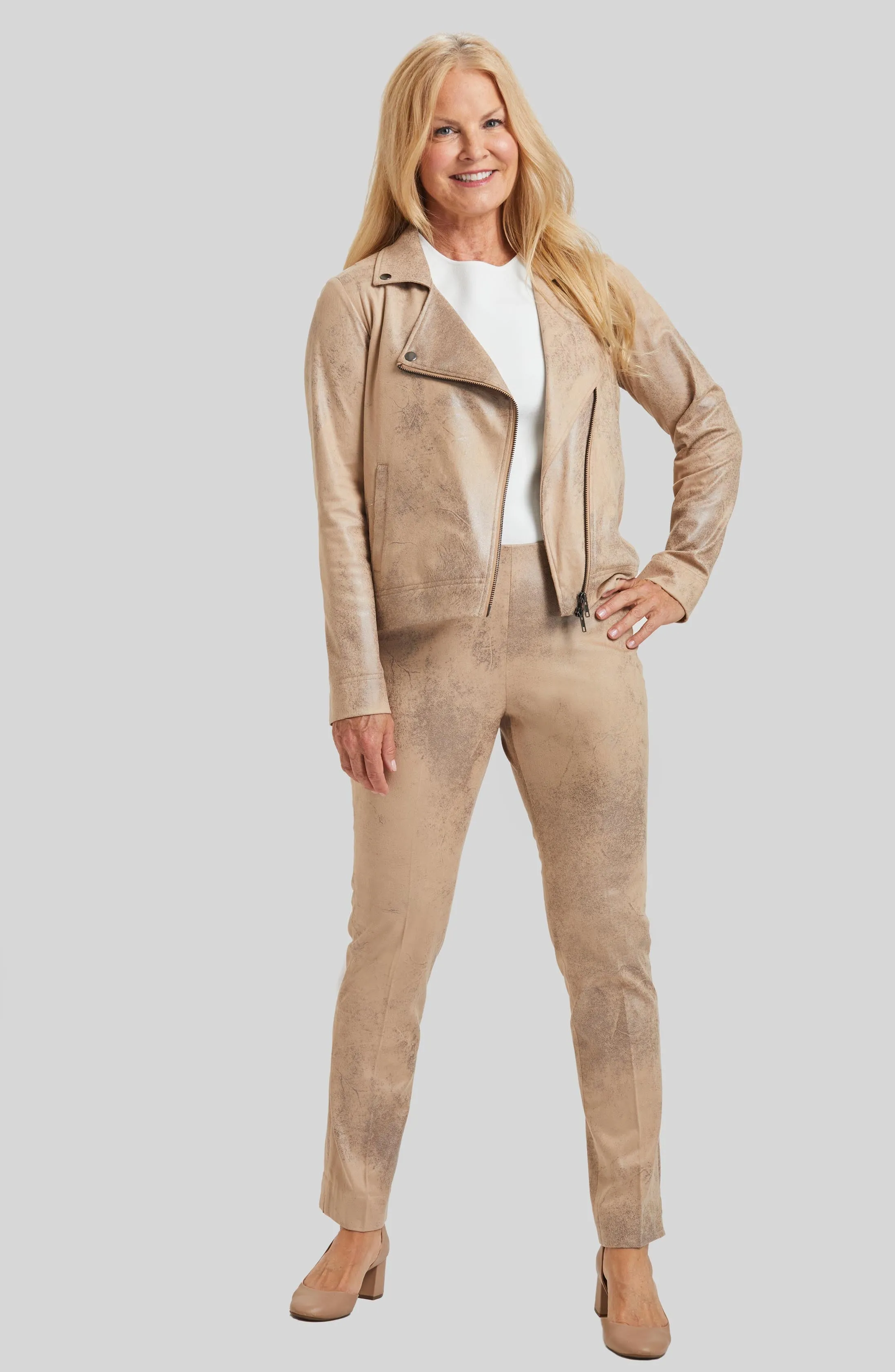 Distressed Faux Leather Mariel Moto Jacket- FINAL SALE