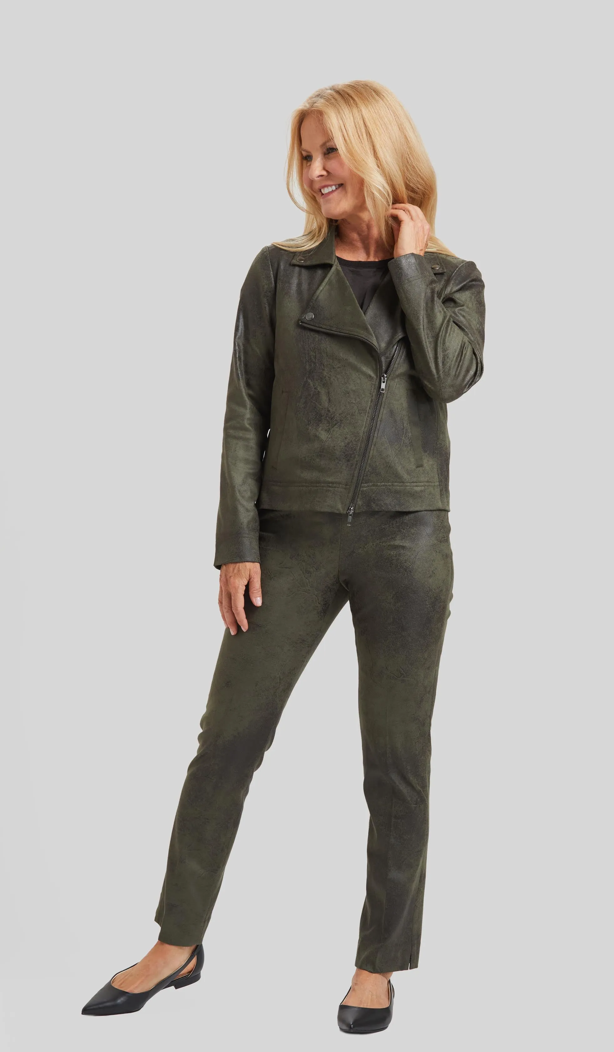 Distressed Faux Leather Mariel Moto Jacket- FINAL SALE
