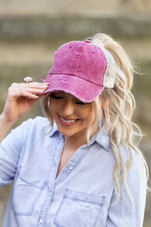 Distressed Messy Bun Hat Cap (8 Colors)