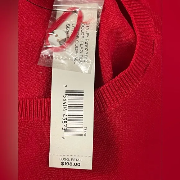 DKNY red sweater with one button closure