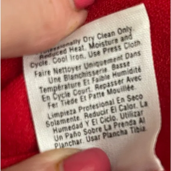 DKNY red sweater with one button closure