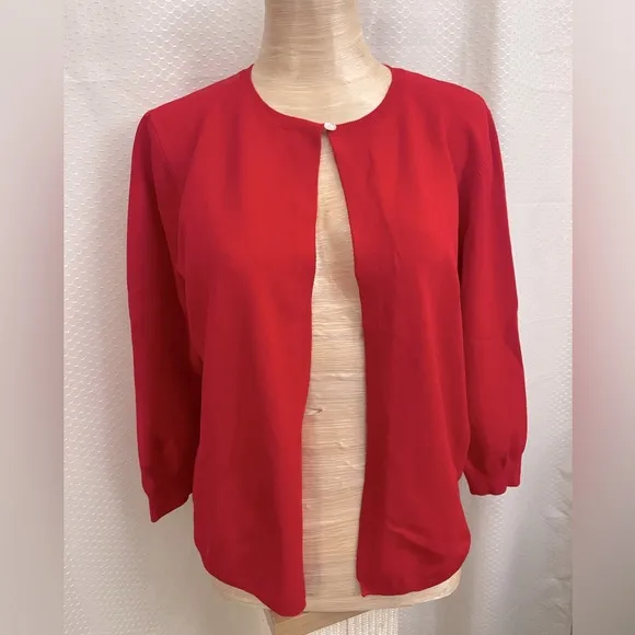 DKNY red sweater with one button closure