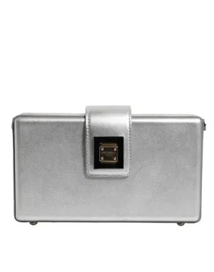 Dolce & Gabbana Metallic Silver DG BOX Leather Shoulder Strap Bag