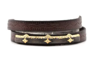 DOUBLE WRAP BROWN LEATHER BRACELET